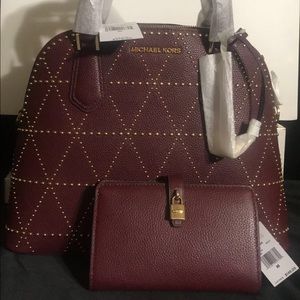 Burgundy Michael Kors purse and wallet set